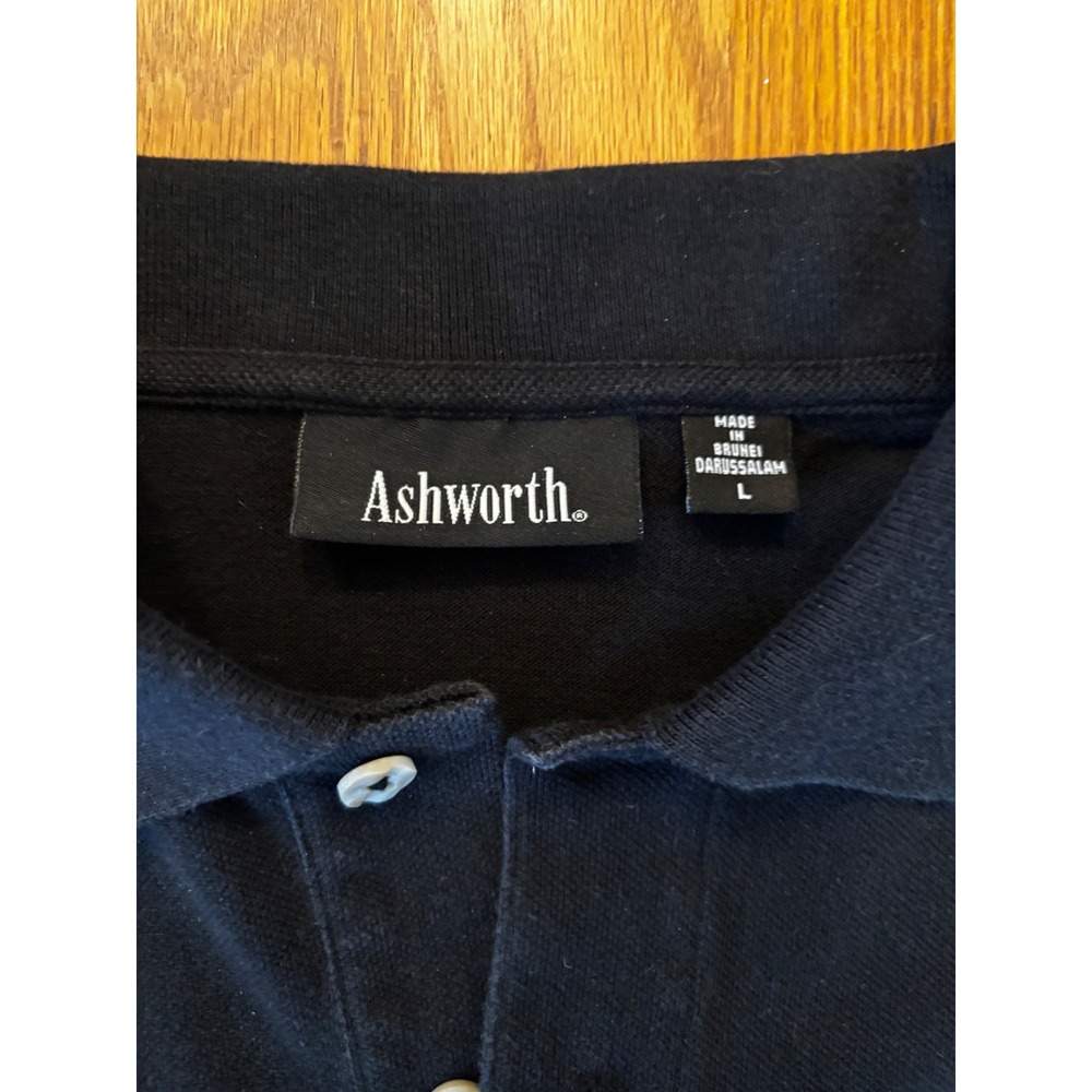 Ashworth Mens Black The Woodlands Embroidered Logo Pique Golf Polo Shirt Large - Picture 3 of 5
